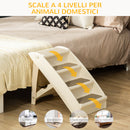 Scaletta per Cani e Gatti Pieghevole 4 Gradini Antiscivolo 62x38x49,5 cm in PP Beige