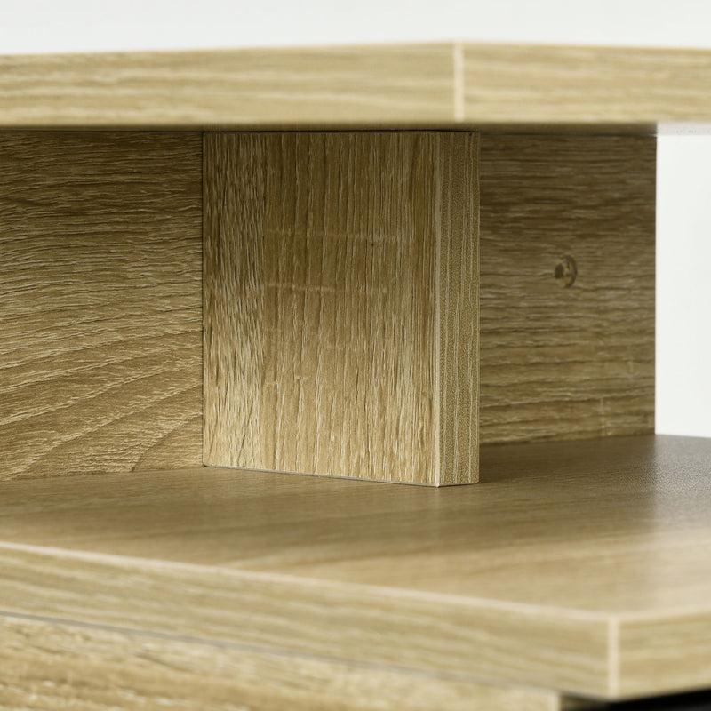 Set di 2 Comodini Sospesi Moderni con Cassetto e Mensola Superiore 35x32x22,5 cm  Rovere e Nero