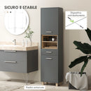 Mobile a Colonna da Bagno con Cassetto e Armadietti 40x24x160 cm in Legno Grigio 