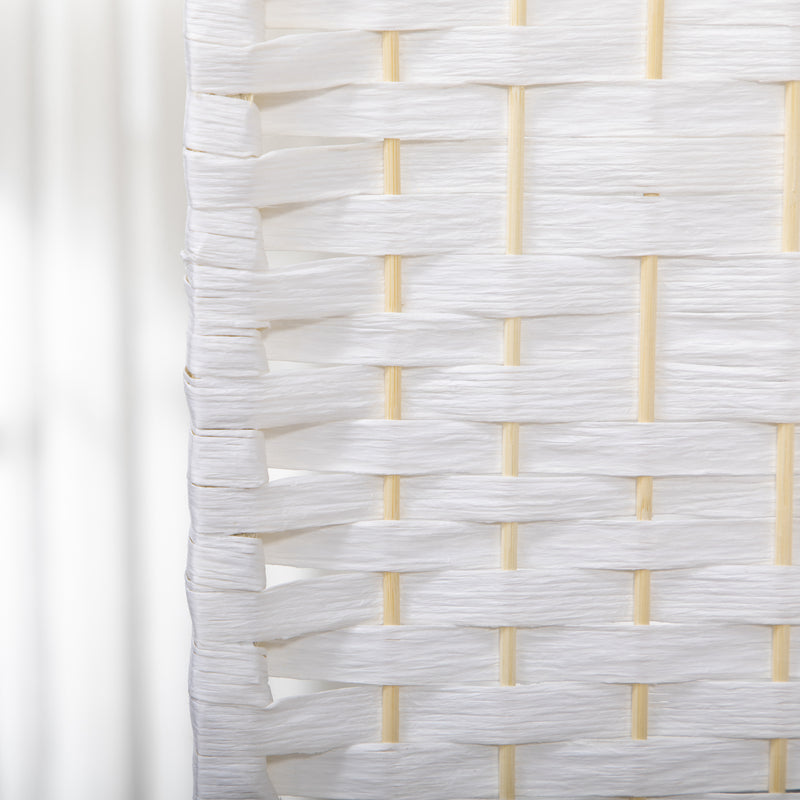 Paravento a 4 Ante Pieghevole 160x170 cm Autoportante e Intrecciato per Interni Bianco 