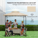 Copertura per Gazebo da Giardino 244x152 cm a 2 Livelli in Poliestere 160gsm Beige    