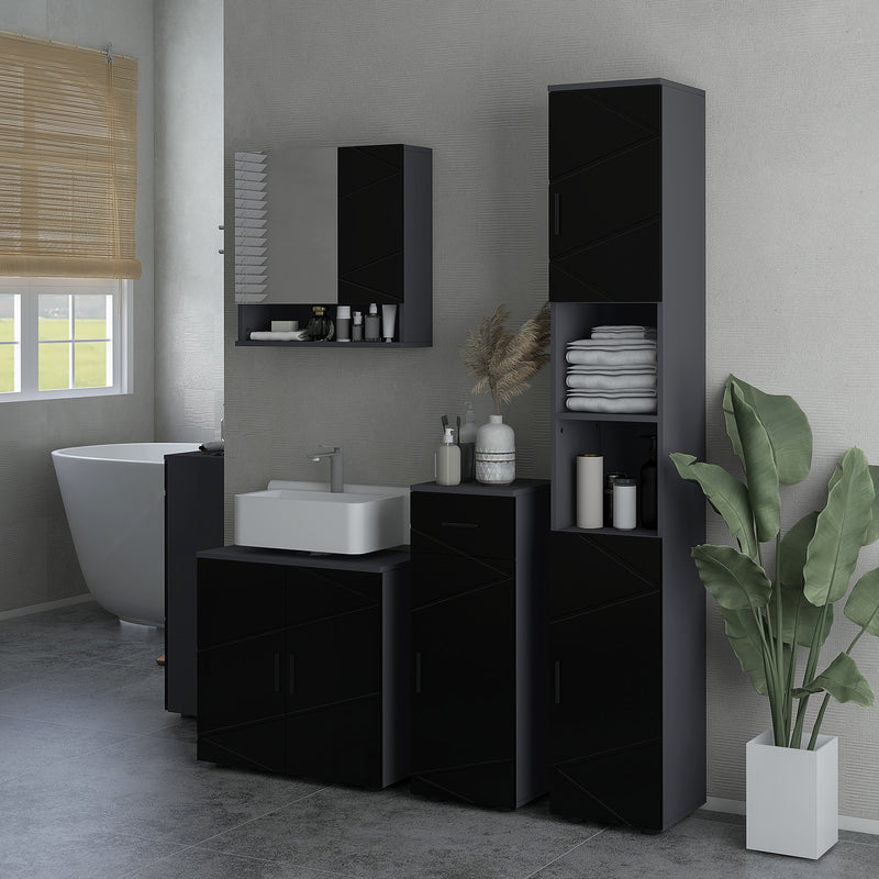 Mobile Sotto Lavabo Bagno 2 Ante 60x30x60 cm in Legno Nero