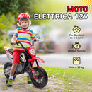 Moto Elettrica per Bambini con Rotelle e Indicatore di Carica Rosso  