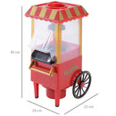 Macchina per Pop Corn 1200W Stile Retro 22x19x39 cm con Vaschetta in Alluminio Rosso