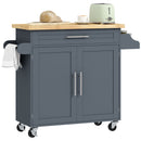 Carrello da Cucina con Cassetto, Portaspezie e Armadietto 109x40x89 cm Grigio e Color Legno   