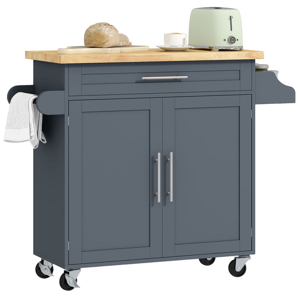 Carrello da Cucina con Cassetto, Portaspezie e Armadietto 109x40x89 cm Grigio e Color Legno acquista
