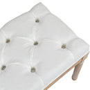 Panca Fondo Letto Imbottita Stile Vintage 117x40x48 cm in Tessuto e Gambe in Legno Crema  