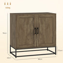 Credenza Mobile Basso Multiuso 80x40x78 cm in Legno e Acciaio Marrone e Nero  