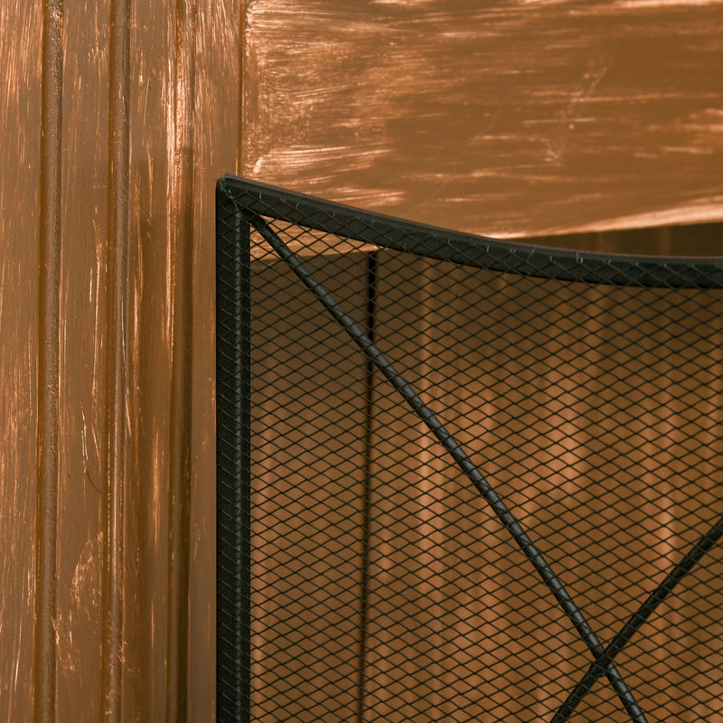 Parascintille con Antine 126x2x76 cm Pieghevole a 3 Pannelli in Metallo Nero 