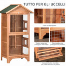 Gabbia per Uccelli 80,5x57x153 cm 3 Aperture con 4 Posatoi e Vassoio Rimovibile in Legno e Metallo Arancione  