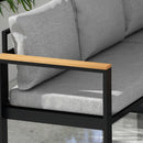 Salotto da Giardino con Divano da Esterno 2 Poltrone e Tavolino in Alluminio   Grigio