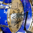 Batteria Musicale Giocattolo per Bambini Grancassa 5 Tamburi e Piatti con Bacchette e Sgabello Blu  