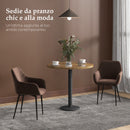 Set 2 Sedie Imbottite Stile Nordico 54x57x80 cm Tessuto Effetto Velluto Marrone 