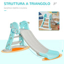 Scivolo per Bambini Pieghevole con Canestro Basket 140x87x75 cm Blu e Grigio  