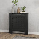 Copritermosifone Traforato a Croce con Ripiano e Fissaggio a Muro 78x19x82 cm in Legno MDF Nero 