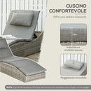 Lettino Prendisole da Giardino 60x200x40 cm in Rattan PE Grigio