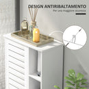 Mobile Bagno con Armadietto Chiuso 48x24x96,5 cm a 3 Livelli e 3 Ripiani Aperti in Legno Bianco    