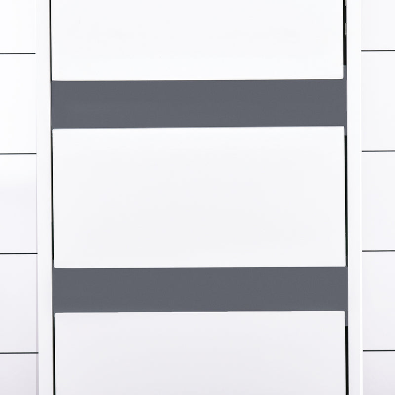 Colonna Bagno a 2 Armadietti con Ripiano Regolabile e Cassetto 35x31x172 cm in Truciolato Bianco-9