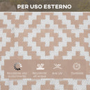 Tappeto da Esterno Reversibile 182x274 cm con Fantasia Geometrica Caffè e Bianco   