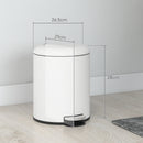 Pattumiera a Pedale 5 Litri 26,5x21x28 cm con Coperchio Frizionato in Metallo e PP Crema