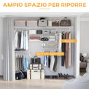 Organizer in Acciaio da Parete 249,4x38,8x162 cm 9 Ripiani Regolabili e 5 Aste per Appendere in Acciaio Bianco