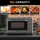 Fornetto Elettrico 30 Litri 1600W con 3 Funzioni di Cottura Argento