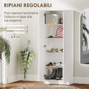 Credenza Mobile Alto Cucina  Multiuso 60x31.5x165 cm in Legno Bianco 