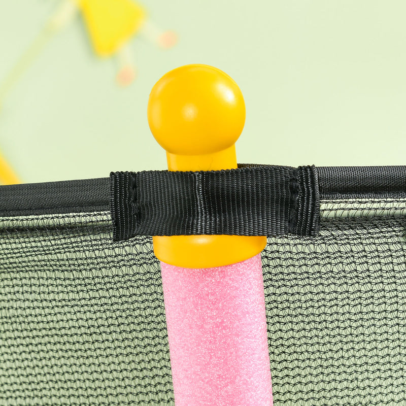 Trampolino Tappeto Elastico per Bambini con Ingresso a Cerniera e Pali Imbottiti Ø163.5x190 cm in Acciaio, PP e EPE Rosa 