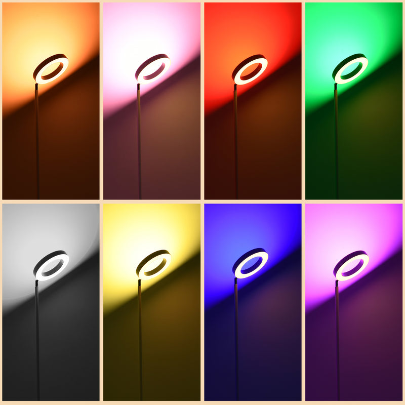 Lampada da Terra a LED compatibile Alexa e Google Home Ø25x168 cm in Acciaio Bianca