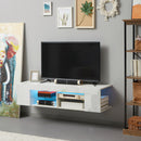 Mobile TV fino a 60” 137x40x34 cm con Luce LED in Truciolato Bianco Lucido