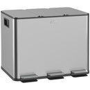 Pattumiera a Pedale 3 Sezioni da 20L 61,9x36,6x56,7 cm in Acciaio Inox e PP  