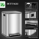 Pattumiera a Pedale 2 Sezioni da 20L 41,8x36,7x58 cm in Acciaio Inox e PP  