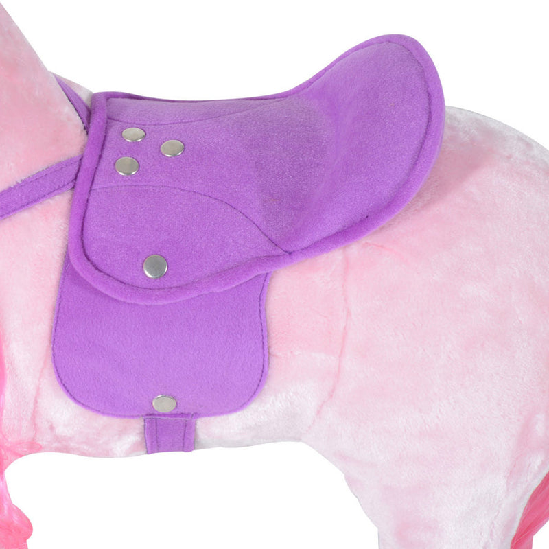 Cavallo a Dondolo per Bambini 65x28x75 cm con Rotelle Suoni e Poggiapiedi Rosa