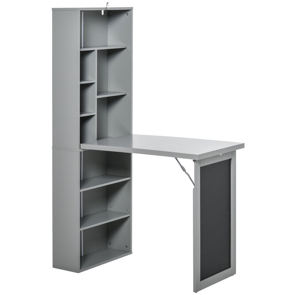 Libreria con Scrivania a Scomparsa Salvaspazio 98x51x153 cm in MDF Grigio prezzo