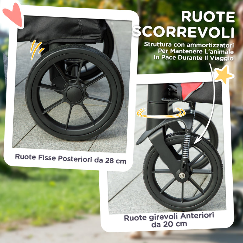 Passeggino per Cani Taglia Grande 124x67x100 cm Pieghevole con Finestre a Rete Nero  