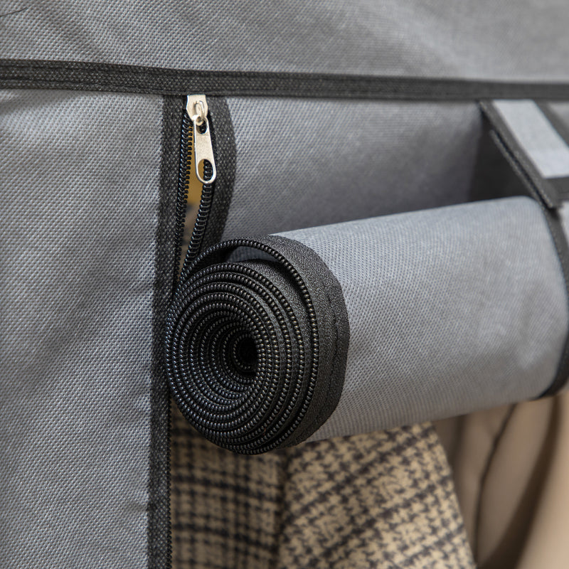 Armadio Guardaroba da Campeggio 125x43x162,5 cm con 8 Ripiani e 2 Barre Grigio Carbone   