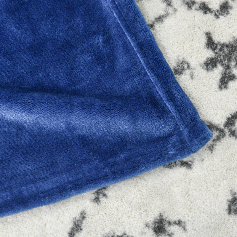 Coperta Reversibile 203x152x0,5 cm in Flanella 330 GSM Blu Scuro