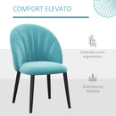 Set 2 Sedie Imbottite 52x54x79 cm in Tessuto Effetto Velluto Verde Chiaro