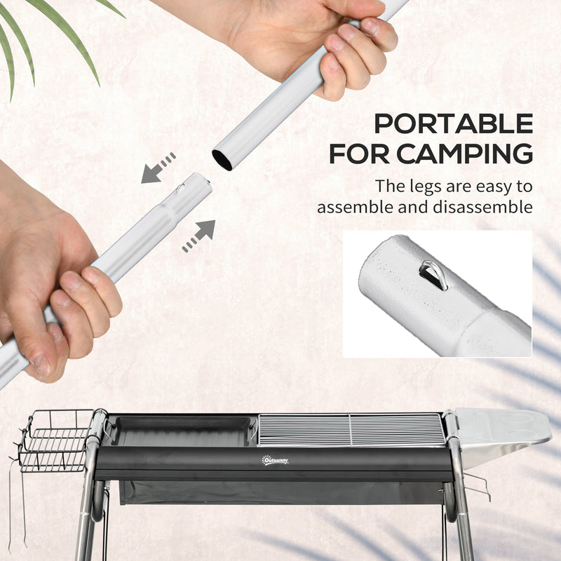 Barbecue a Carbone Carbonella 96x61x72 cm in Acciaio Nero