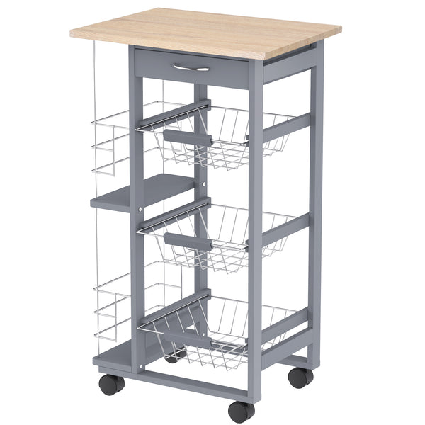 Carrello da Cucina 47x37x83 cm in Legno di Pino e Metallo Rovere e Grigio online