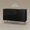 Mobile Contenitore con 2 Armadietti e Ripiano Regolabile 120x40x75 cm in Truciolato e Metallo Nero e Oro