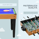 Tavolo Multi Gioco 4 in 1 Calcio Balilla Biliardo Ping Pong e Hockey da Tavolo 107x61x84,5 cm   