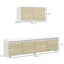 Parete Attrezzata 2 Pezzi Mobile TV max 70” e Mobile Multiuso da Parete in Truciolato Bianco e Legno Naturale