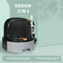 Lettiera per Gatti Chiusa con Coperchio Vassoio Estraibile e Paletta 52x60x42 cm Grigio Scuro  