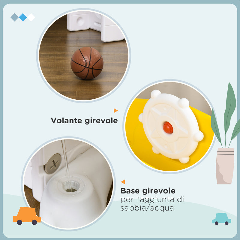 Set Gioco 8 in 1 per Bambini 2 Scivoli Altalena Canestro Tunnel Giallo   