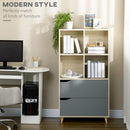 Libreria con 2 Cassetti 70,2x35x130 cm in Truciolato e MDF Naturale e Grigio