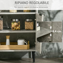 Credenza 147x40x83 cm con Armadietti a 2 Ante e Mensole Regolabili Effetto Marmo Grigio