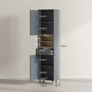 Mobile a Colonna da Bagno con Cassetto e Armadietti 40x24x160 cm in Legno Grigio 