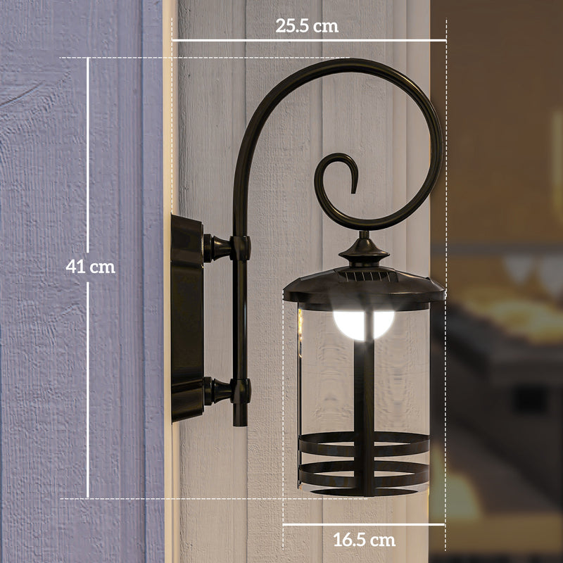 Lampada da Esterno con Pannello Solare 16,5x25,5x41 cm Impermeabile IP44 e Accensione Automatica Nero