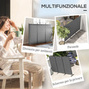 Paravento Separè da Esterno 3 Pannelli 252x44x176 cm Pieghevole e Regolabile in Poliestere Grigio Carbone  